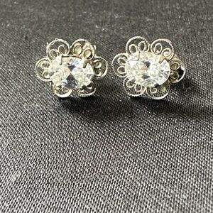 Elegant Silver Floral Stud Earrings